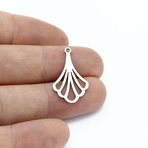 4 Pcs Stainless Steel Leaf Pendant, Leaf Earrings, Steel Leaf Charms, Raw Herb Jewelry, Earring Charm, Steel Findings, 15x25mm, SH-3086