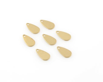 12 Pcs Raw Brass Drop Pendant, Tiny Drop Charms, Drop Charms With 1 Holes, Stamping Blanks, Drop Earrings, Jewelry Supplies, 8x15mm, SH-433