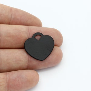 Black Plated Heart Charms, Heart Pendant, Heart Jewelry, Black Love Necklace, Necklace Findings, Laser Cut Findings, 22mm, SH-2651