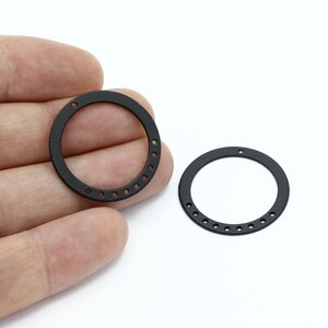 2 Pcs Black Plated Round Connector, Big Round Earring, Geometric Pendant, Earring Connector, Earring Pendant, Black Findings, 28mm, SH-2362