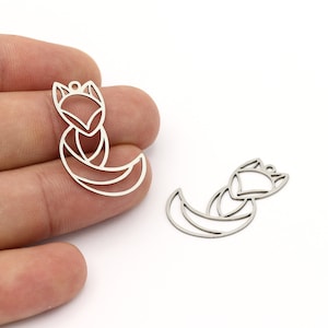 2 Pcs Stainless Steel Cat Earrings, Hollow Cat Charms, Steel Cat Pendant, Earring Charms, Animal Pendant, Jewelry Supplies, 21x30mm, SH-1401