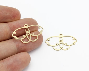 Raw Brass Moth Charms, Butterfly Earrings, Moth Pendant, Animal Findings, Necklace Pendant, Laser Cut Findings, Brass Jewelry, SH-1871