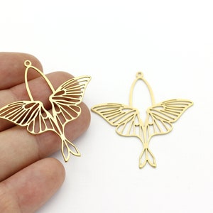 Raw Brass Butterfly Pendant, Butterfly Earrings, Moth Charms, Animal Findings, Necklace Pendant, Laser Cut Findings, Jewelry Making, SH-1559