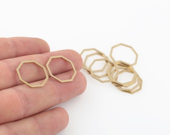 20mm Hexagon Connector, Hexagon Ring, Raw Brass Honeycomb Findings, Hexagon Link, Brass Findings, Jewelry Supplier, 12 Pcs, SH-328