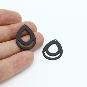 2 Pcs Black Plated Drop Earrings, Drop Charms, Raw Geometric Earrings, Brass Findings, Earring Connector, Laser Cut Findings,19x25mm,SH-2385