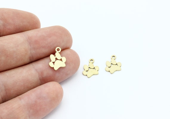 Pcs Raw Brass Paw Charm, Tiny Paw Pendant, Cat Dog Footprints