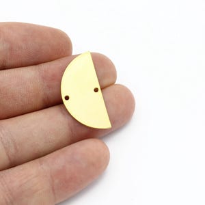 2 Pcs 24k Gold Plated Half Round Charm, Two Holes D Shape Pendant, Semi Circle Earring, Half Round Connector,Earring Charm, 14x28mm, SH-3439