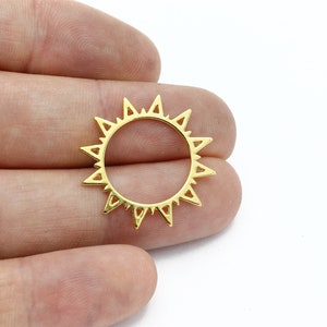 2 Pcs 24k Gold Plated Sun Charm Pendant, Sunburst Charm, Gold Sun Earrings,  Sun Jewelry, Celestial Pendant, Laser Cut Findings, SH-3281