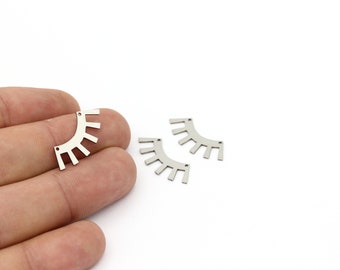 6 stuks roestvrijstalen zonconnector, twee gaten geometrische hanger, stalen zonbedels, oorbel bevindingen, sieradenbenodigdheden, 11x25mm, SH-1255