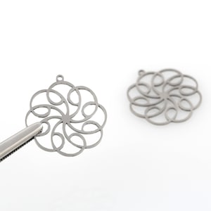 2 Pcs Stainless Steel Flower of Life Pendant, Flower of Life Medallion, Yoga Jewelry, Flower of Life Earrings, Necklace Findings, SH-338