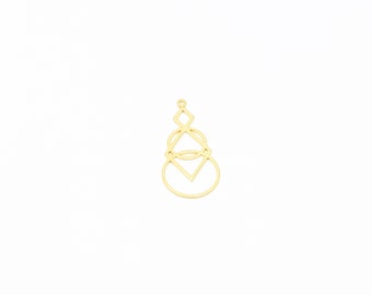 24k vergulde oorbelbedels, geometrische oorbellen, ronde en driehoekige hanger, oorbel bevindingen, lasergesneden bevindingen, 17x37mm, SH-2319