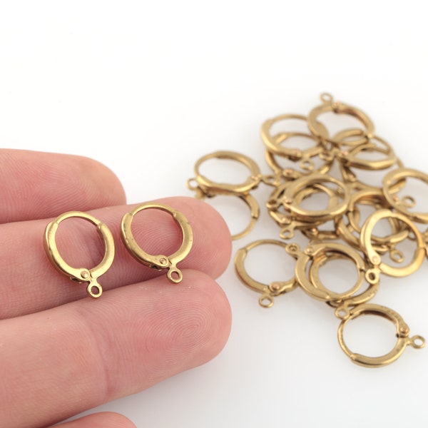 Brass Leverback Round Earring Clasp, Raw Brass Plain Leverback, Plain Leverback Findings, Brass Earrings, Jewelry Supplies, 12Pcs, SH-283