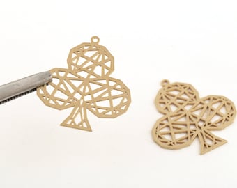 2 Pcs Brass Tree Pendant, Tree Findings, Tree Charms, Laser Cut Tree Earrings, Herb Charms, Earring Findings, Brass Jewelry, 30x32mm, SH-205