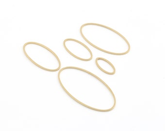 15 Pcs Raw Brass Oval Link Charms, Oval Connector, Geometric Hoop Connector, Earring Findings, Oval Link Jewelry, Brass Findings, SH-650