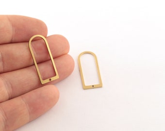12Pcs Raw Brass D Shaped Connector, D Shaped Earring, D Shaped Pendant, Arch Geometric Connector, Laser Cut Findings, 12x30mm, SH-111