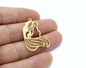 24k vergoldetes abstraktes Frauengesicht Halskette, Picasso Gesicht Charme, Mädchen Gesicht Ohrringe, Lady Gesicht Ohrringe, Gold Zubehör, 23x33mm, SH-2780