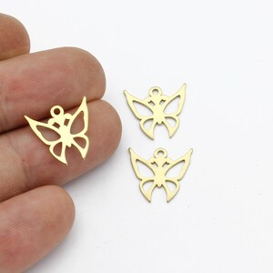 4 Pcs Raw Brass Butterfly Charms, Butterfly Pendant, Month Earrings, Animal Findings, Wholesale Jewelry, Brass Jewelry, 14x15mm, SH-1824