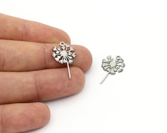 2 Pcs Stainless Steel Dandelion Earring,  Steel Flower Earrings, Flower Pendant, Steel Findings, Jewelry Supplies, 15x24mm, SH-1421