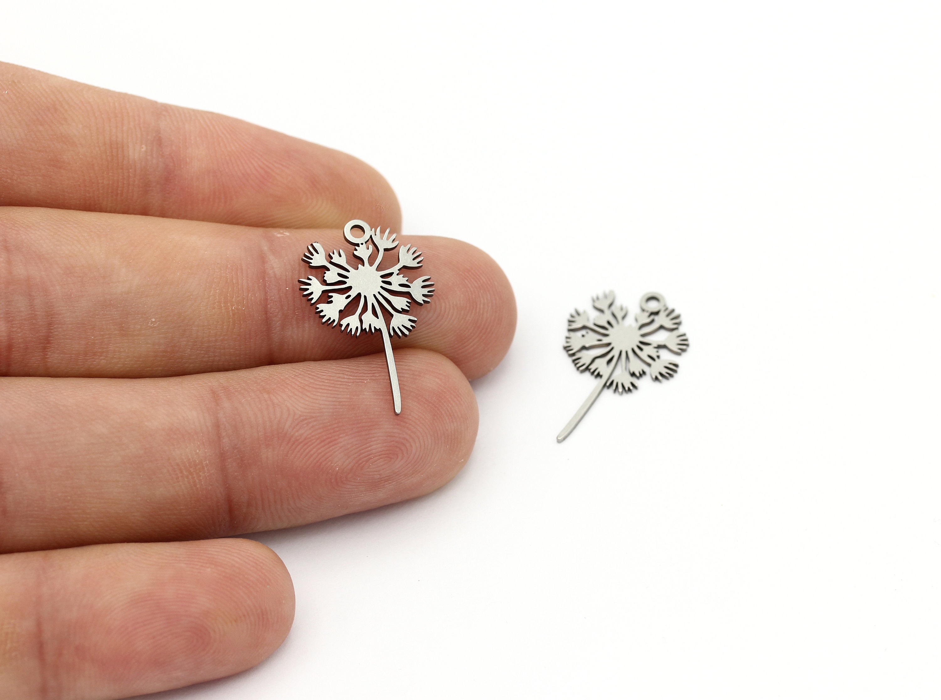 2 Pcs Stainless Steel Dandelion Earring, Steel Flower Earrings