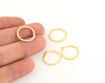 4 stuks 24k vergulde vergulde ronde bedels, cirkel oorbellen, cirkel hanger, cirkel connector, laser gesneden bevindingen, 19x21mm, SH-1051