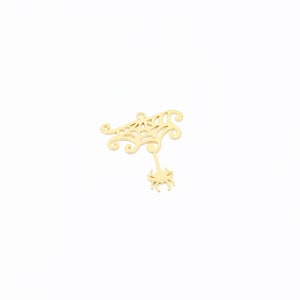 24k Gold Plated Spider Web Earrings, Spider Web Charms, Spooky Charms, Gold Plated Halloween Jewelry, Spider Web Pendant, 26x31mm, SH-2174