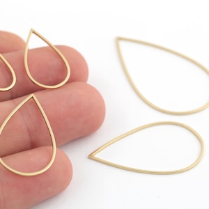15 Pcs Raw Brass Drop Connector, Laser Cut Tear Drop Charms, Drop Earring Findings, Tear Drop Jewelry, Brass Findings, SH-648