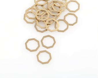 12mm Hexagon Connector, Hexagon Ring, Raw Brass Honeycomb Findings, Hexagon Link, Brass Findings, Jewelry Supplier, 25 Pcs, SH-324