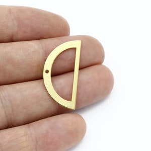 2 Pcs 24k Gold Plated Half Round Charm, Semi Circle Connector, D Shape Pendant, Earring Connector, Jewelry Supplies, 15x30mm, SH-2694