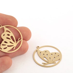 2 Pcs Raw Brass Butterfly Charms, Butterfly Findings, Butterfly Pendant, Wholesale Jewelry, Earring Findings, Brass Jewelry, 29x32mm, SH-248