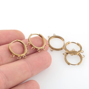 Brass Leverback Round Earring Clasp, Raw Brass 5 Holes Plain Leverback, Plain Leverback Findings, Brass Earrings, 6Pcs, SH-287