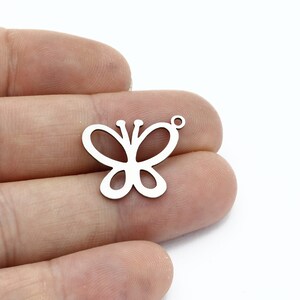 2 Pcs Stainless Steel Butterfly Pendant, Butterfly Charms, Month Earrings, Animal Findings, Necklace Pendant, Steel Findings, SH-3032