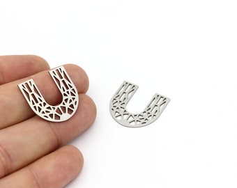 2 Pcs Stainless Steel U Shape Charms, U Shape Earring, U Shaped Connector, Steel Geometric Jewelry, Earring Findings, 24x25mm, SH-1218