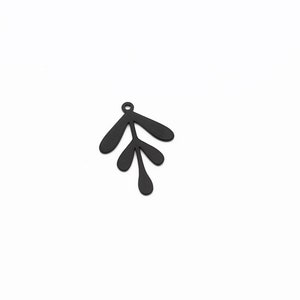 2 Pcs Black Plated Leaf Earrings, Branch Charms, Black Leaf Connector, Herb Jewelry, Flower Jewelry, Laser Cut Findings, 23x26mm, SH-2122