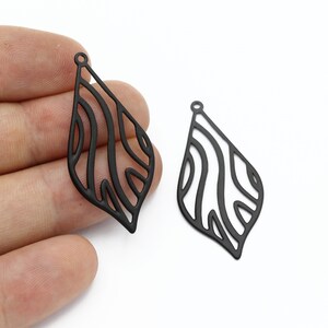 Black Plated Oval Drop Pendant, Oval Shape Charms, Geometric Earrings, Black Findings, Necklace Pendant, Laser Cut Findings, SH-1898