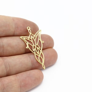 24k Gold Plated Evenstar Pendant, Arwen Evenstar Earrings, Fairy Tale Princess Pendant, Geometric Pendant, Laser Cut Findings, SH-2141
