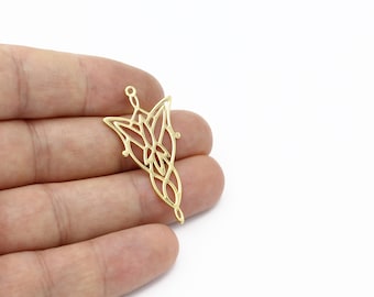 24k Gold Plated Evenstar Pendant, Arwen Evenstar Earrings, Fairy Tale Princess Pendant, Geometric Pendant, Laser Cut Findings, SH-2141