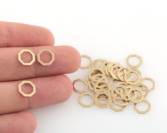 10mm Hexagon Connector, Hexagon Ring, Raw Brass Honeycomb Findings, Hexagon Link, Brass Findings, Jewelry Supplier, 25 Pcs, SH-323