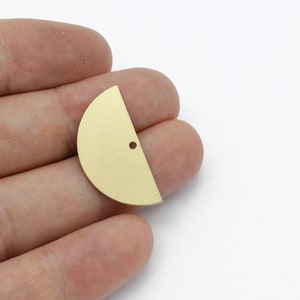 6 Pcs Raw Brass Half Round Charm, Semi Circle Connector, D Shape Pendant, Earring Connector, Jewelry Supplies, 14x28mm, SH-1983