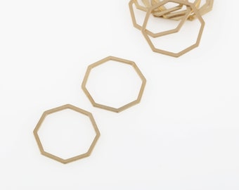 22mm Hexagon Connector, Hexagon Ring, Raw Brass Honeycomb Findings, Hexagon Link, Brass Findings, Jewelry Supplier, 12 Pcs, SH-329