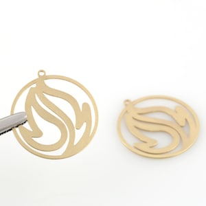 2Pcs Raw Brass Fire Charms, Flame Pendant, Brass Findings, Raw Flame Jewelry, Fire Pendant, Necklace Findings, Brass Jewelry, 29x31mm,SH-500