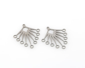 RVS Sun Earring Connector, Sun Earring Charms, geometrische hanger, oorbellen Connector, sieraden benodigdheden, 2 stuks, 33x40mm, SH-361