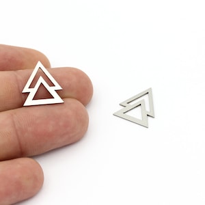 6 Pcs Stainless Steel Triangle Earrings, Triangle Pendant, Geometric Connector, Earring Charms, Steel Findings, 15x18mm, SH-1428