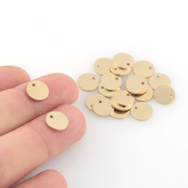 10mm Raw Brass Disc Charm, Round Disc Charms, Stamping Tag, Personalized Coin, Flat Disc Charm, Jewelry Making, Brass Findings, 25Pcs,SH-289