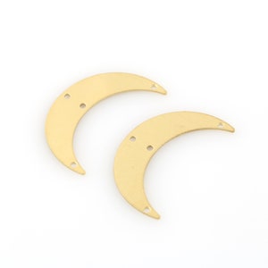 4 Pcs Raw Brass Moon Charm, Crescent Pendant, Moon Connector, Celestial Jewelry, Raw Moon Earring, Brass Findings, 9x35mm, SH-417