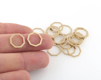 14mm Hexagon Connector, Hexagon Ring, Raw Brass Honeycomb Findings, Hexagon Link, Brass Findings, Jewelry Supplier, 25 Pcs, SH-325