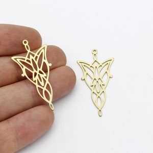 2 Pcs Raw Brass Evenstar Pendant, Arwen Evenstar Earrings, Fairy Tale Princess Pendant, Geometric Pendant, Laser Cut Findings, SH-1747