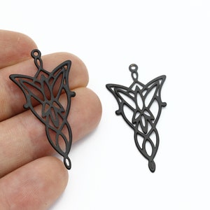 Black Plated Evenstar Pendant, Arwen Evenstar Earrings, Fairy Tale Princess Pendant, Geometric Pendant, Laser Cut Findings, SH-1779