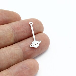 4 Pcs Rhodium Plated Stick Planet Earring, Dangle Saturn Earring Charm, Celestial Stick Pendant, Rhodium Findings, Jewelry Making, SH-2897