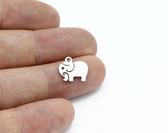 4 Pcs Stainless Steel Elephant Pendant, Elephant Charm, Elephant Bracelet, Animal Jewelry, Necklace Findings, Steel Findings, SH-3198