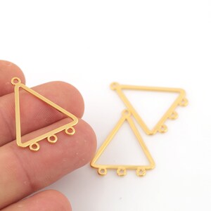 Connettore a triangolo placcato in oro da 2 pezzi, orecchini a triangolo multi foro, ciondolo a triangolo, risultati di orecchini, forniture di gioielli, 22,5x28mm, SH-675